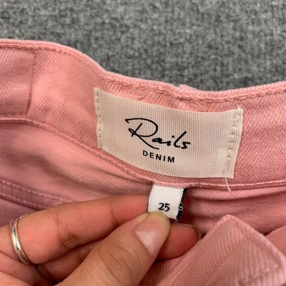 Rails Skirt Womens 25 Pink Brentwood Denim Raw Hem High Waisted 5 Pocket Mini - Picture 4 of 9